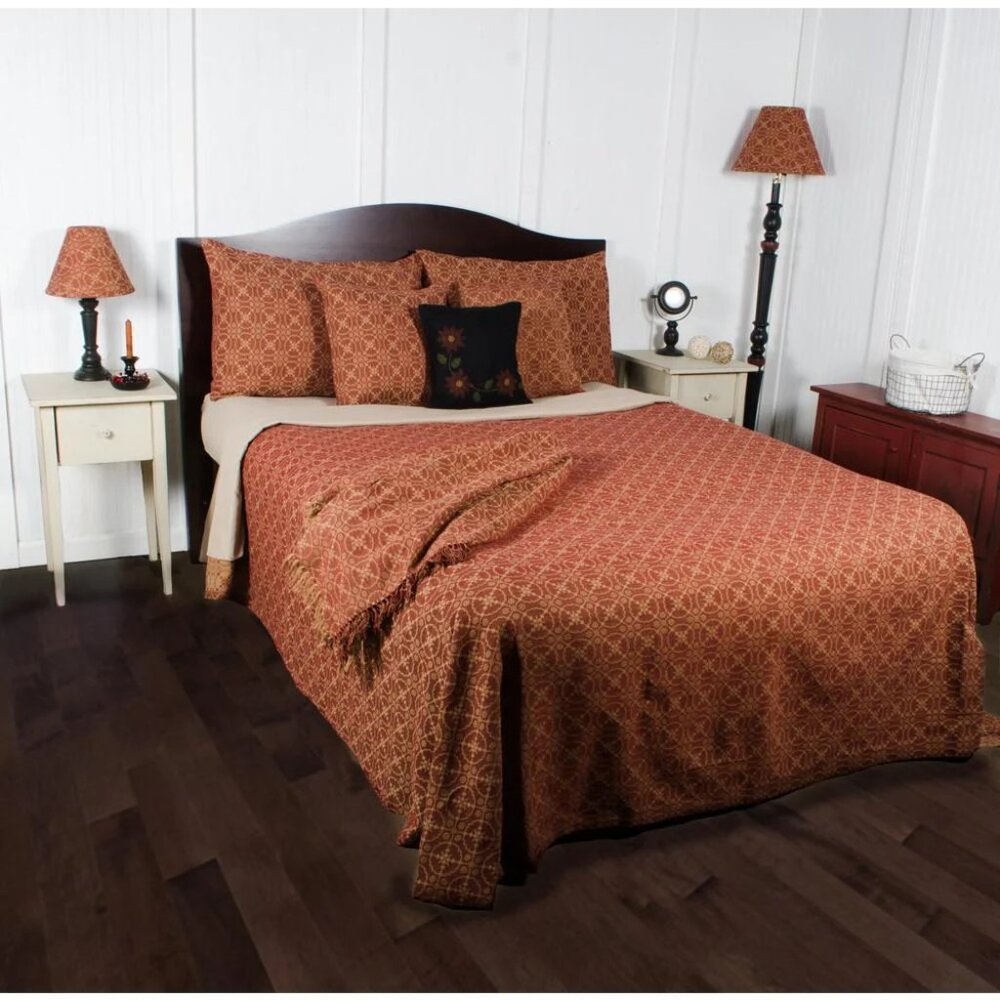 Complete Marshfield Jaquard Queen Bed Cover - and Lined Window Panels